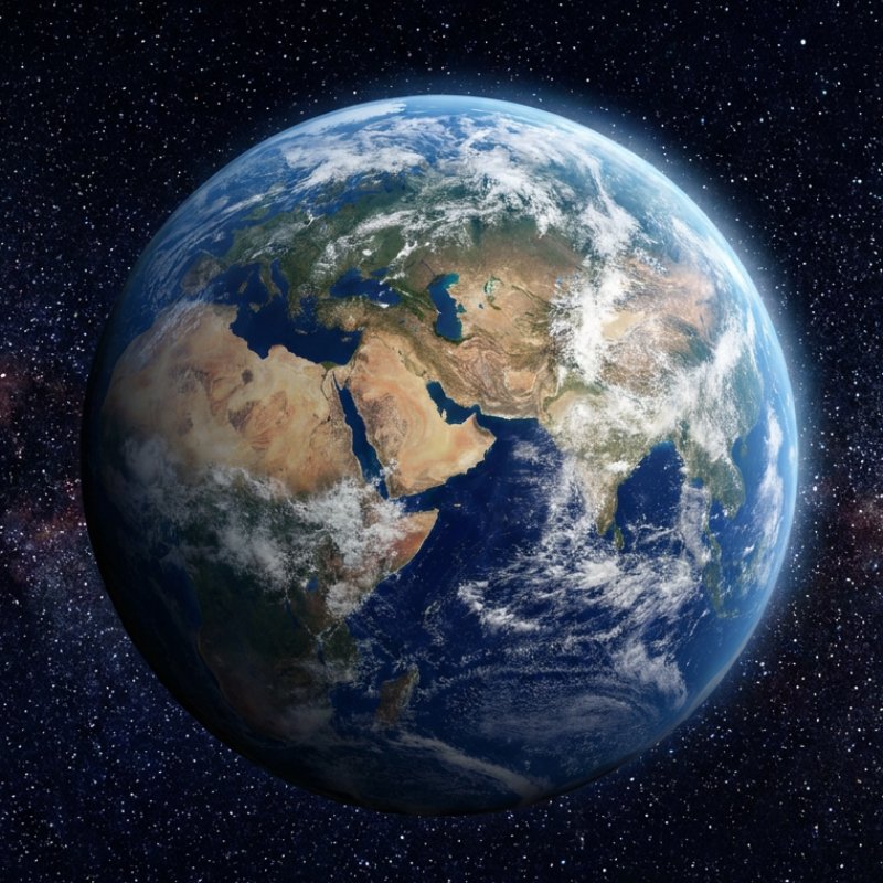 الكرة الأرضية من الفضاء، ويظهر فيها الشرق الأوسط وآسيا